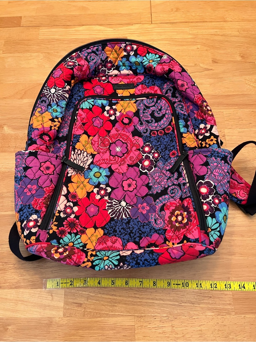 Vera Bradley Bright Floral Quilted Backpack in Pink, Red, Blue & Purple